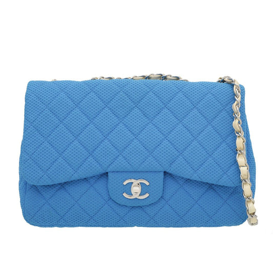 Chanel Bicolor Perforated Jersey Classic Single Flap Bag