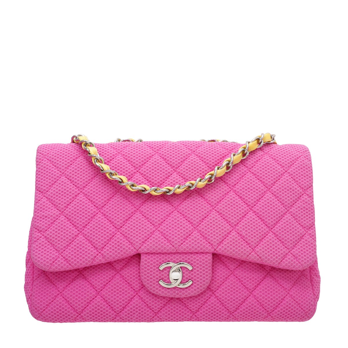 Chanel Bicolor Perforated Jersey Jumbo Flap Bag