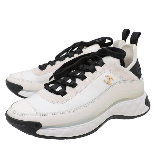 Chanel Bicolor Suede CC Trainer Sneakers 37.5