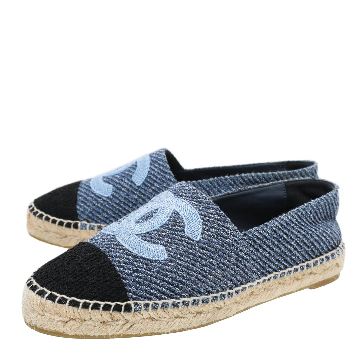Chanel Bicolor Tweed CC Embroidered Espadrille 39