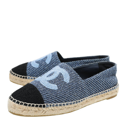 Chanel Bicolor Tweed CC Embroidered Espadrille 39