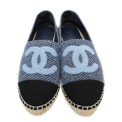 Chanel Bicolor Tweed CC Embroidered Espadrille 39