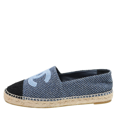 Chanel Bicolor Tweed CC Embroidered Espadrille 39