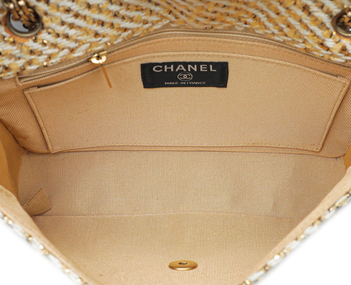 Chanel Bicolor Tweed Lame Mademoiselle Chain Flap Bag