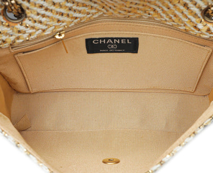 Chanel Bicolor Tweed Lame Mademoiselle Chain Flap Bag