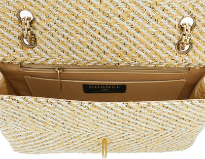 Chanel Bicolor Tweed Lame Mademoiselle Chain Flap Bag