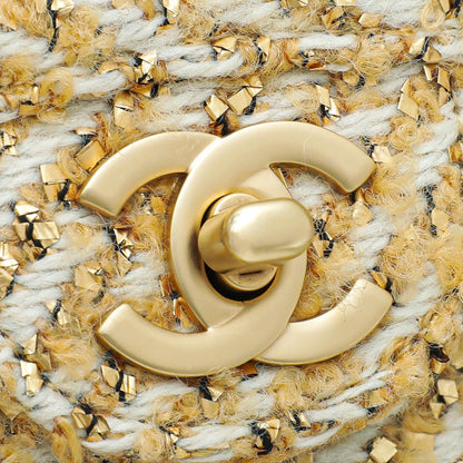 Chanel Bicolor Tweed Lame Mademoiselle Chain Flap Bag
