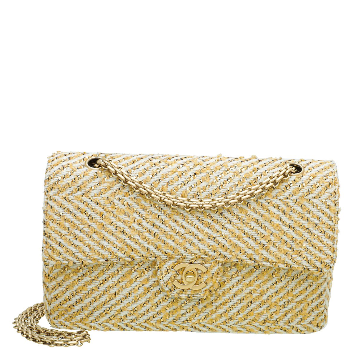 Chanel Bicolor Tweed Lame Mademoiselle Chain Flap Bag