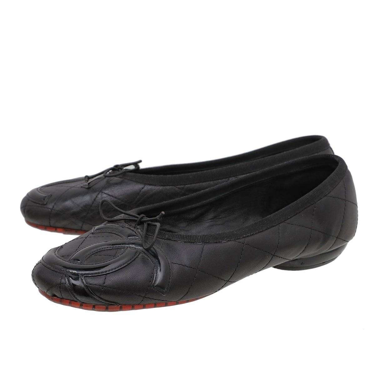 Chanel Black Cambon Ballet Flats 36.5
