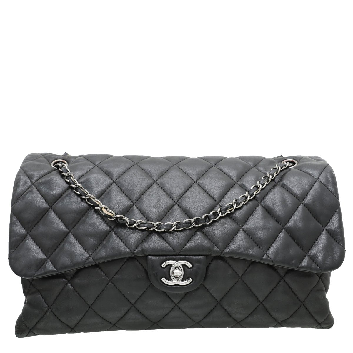 Chanel Black CC 3 Accordion Flap Bag