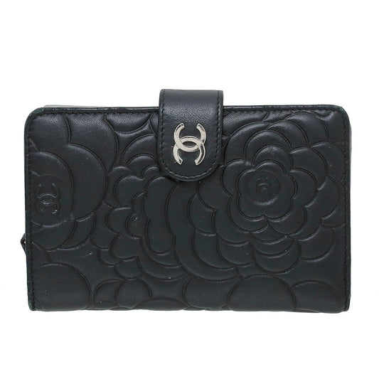 Chanel Black CC Camellia Wallet