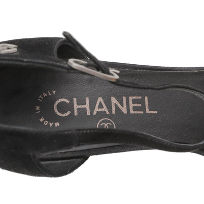 Chanel Black CC Cap Toe Chaus Ouvertes T Strap Pumps 40.5