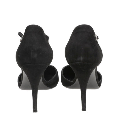 Chanel Black CC Cap Toe Chaus Ouvertes T Strap Pumps 40.5