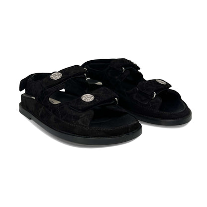 Chanel dad suede sandals black