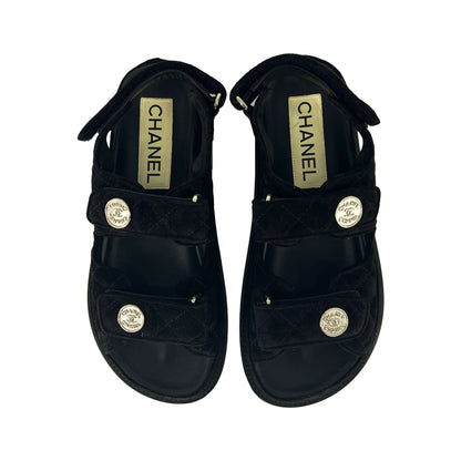 Chanel dad suede sandals black