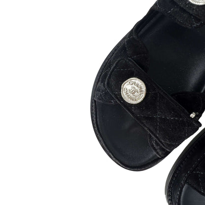Chanel dad suede sandals black