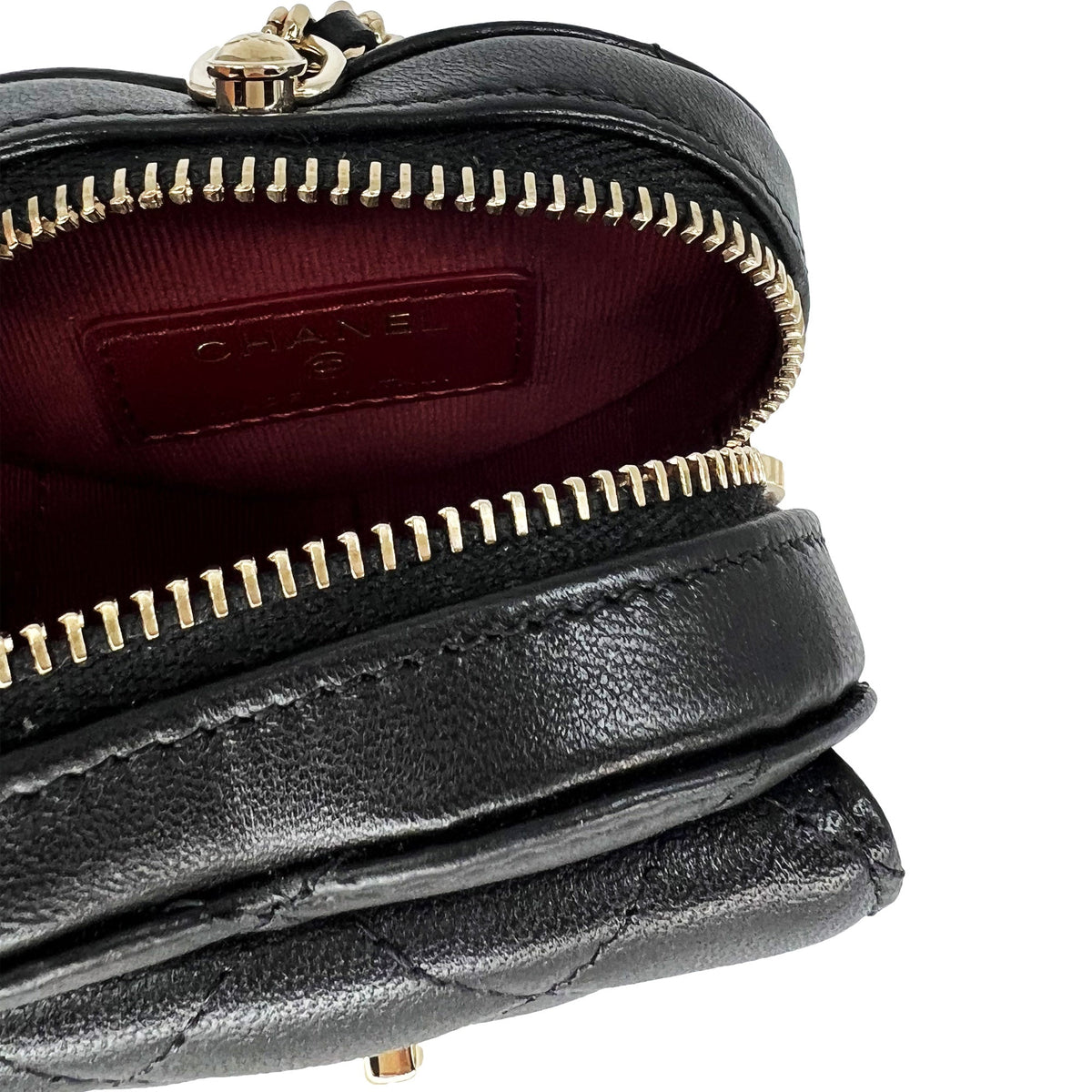 Chanel Black Heart Zipped Coin Calfskin Mini Bag
