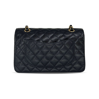 Pre owned Chanel small black caviar leather flap designer bag