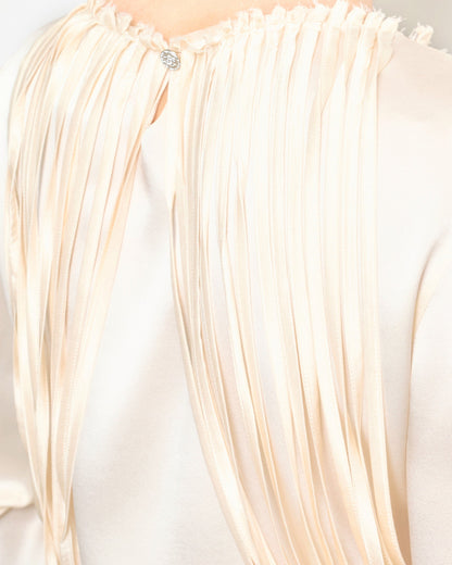 Chanel 12/C Ivory Long Sleeve Silk Blouse with Tassel Detail FR 40 (UK 12)