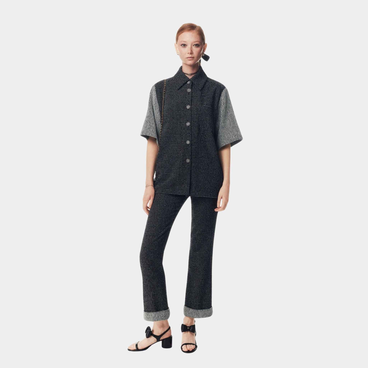 Blouse Tweed Black and White