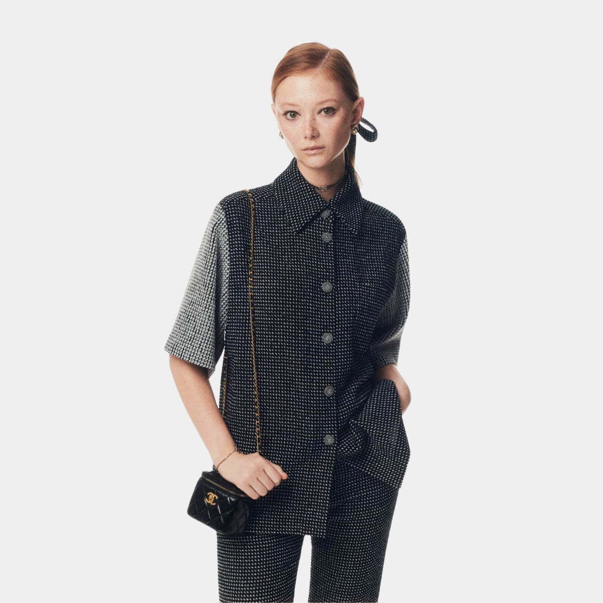 Blouse Tweed Black and White