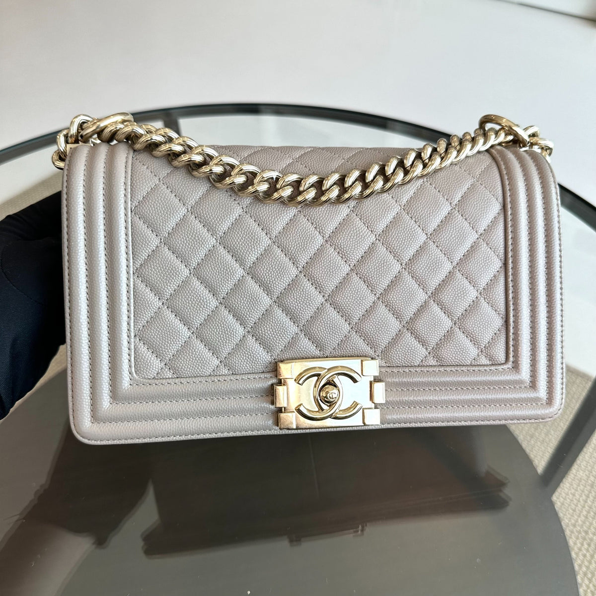 Boy Caviar Old Medium 25CM Leboy Light Grey Beige GHW No 23