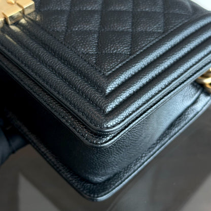 Boy Caviar Old Medium 25CM Quilted Black Leboy GHW No 23