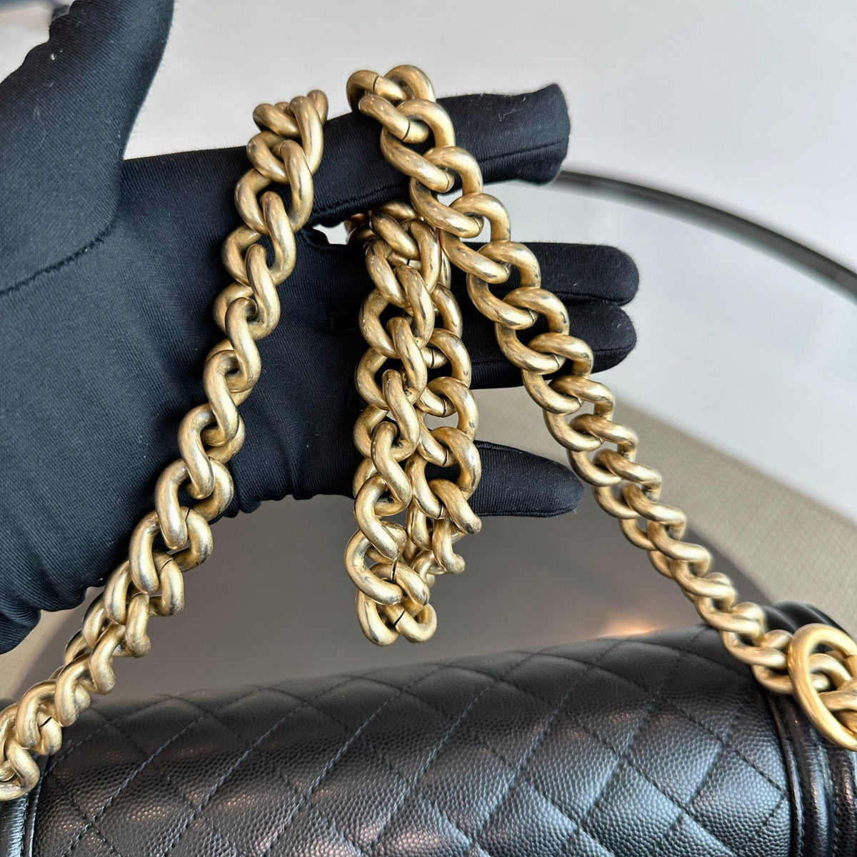 Boy Caviar Old Medium 25CM Quilted Leboy Black GHW No 26