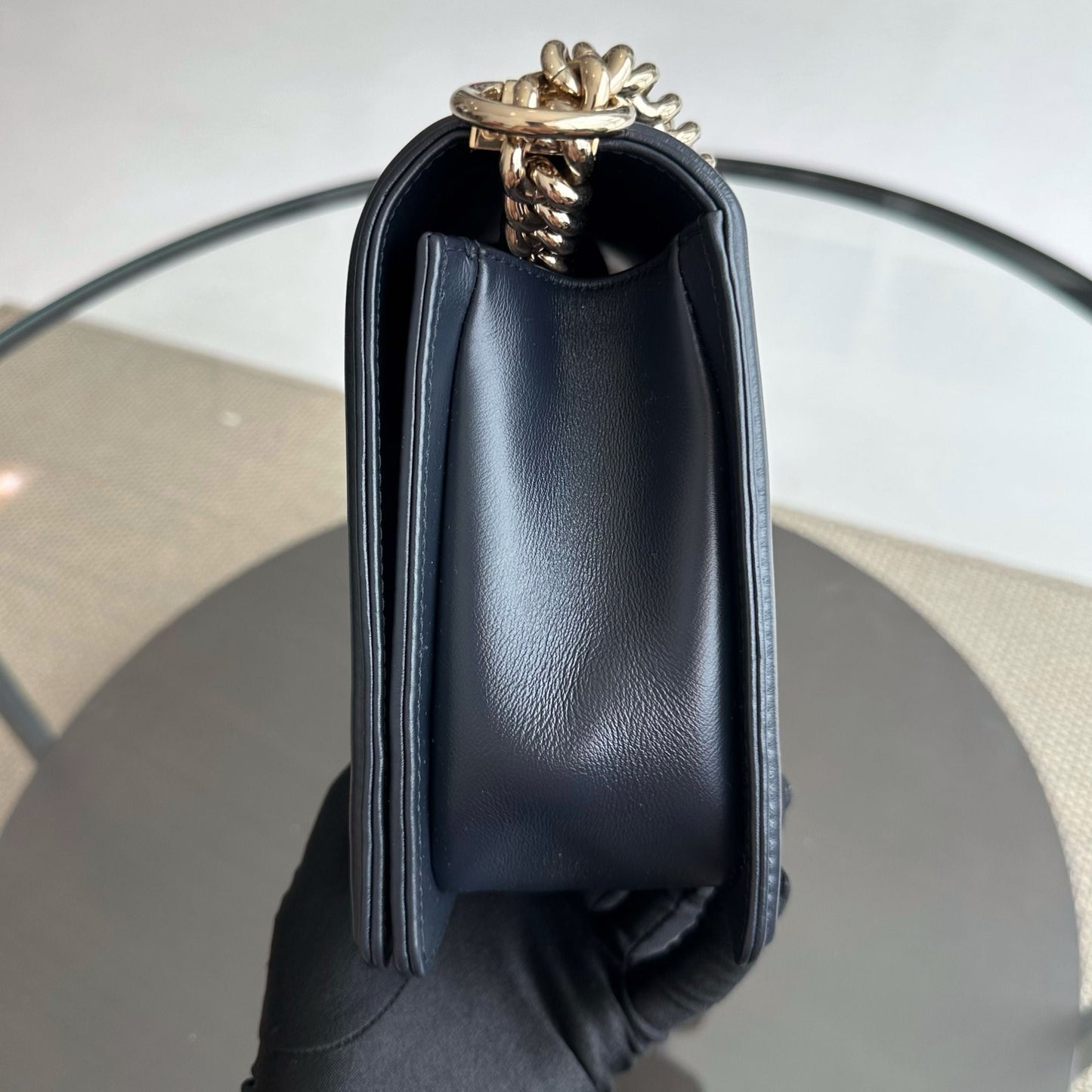 Boy Lambskin New Medium 28CM Dark Blue GHW No 25