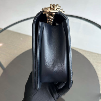 Boy Lambskin New Medium 28CM Dark Blue GHW No 25