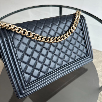 Boy Lambskin New Medium 28CM Dark Blue GHW No 25