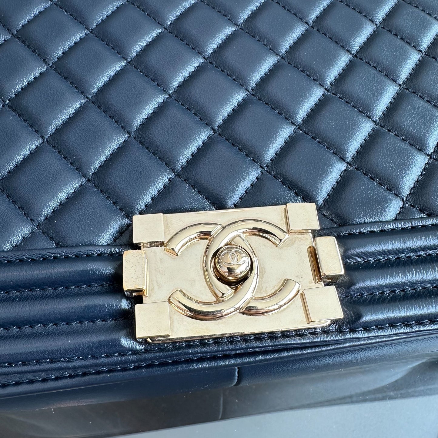 Boy Lambskin New Medium 28CM Dark Blue GHW No 25