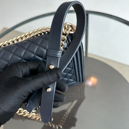 Boy Lambskin New Medium 28CM Dark Blue GHW No 25