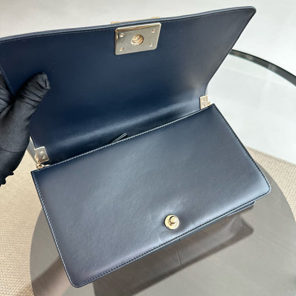 Boy Lambskin New Medium 28CM Dark Blue GHW No 25