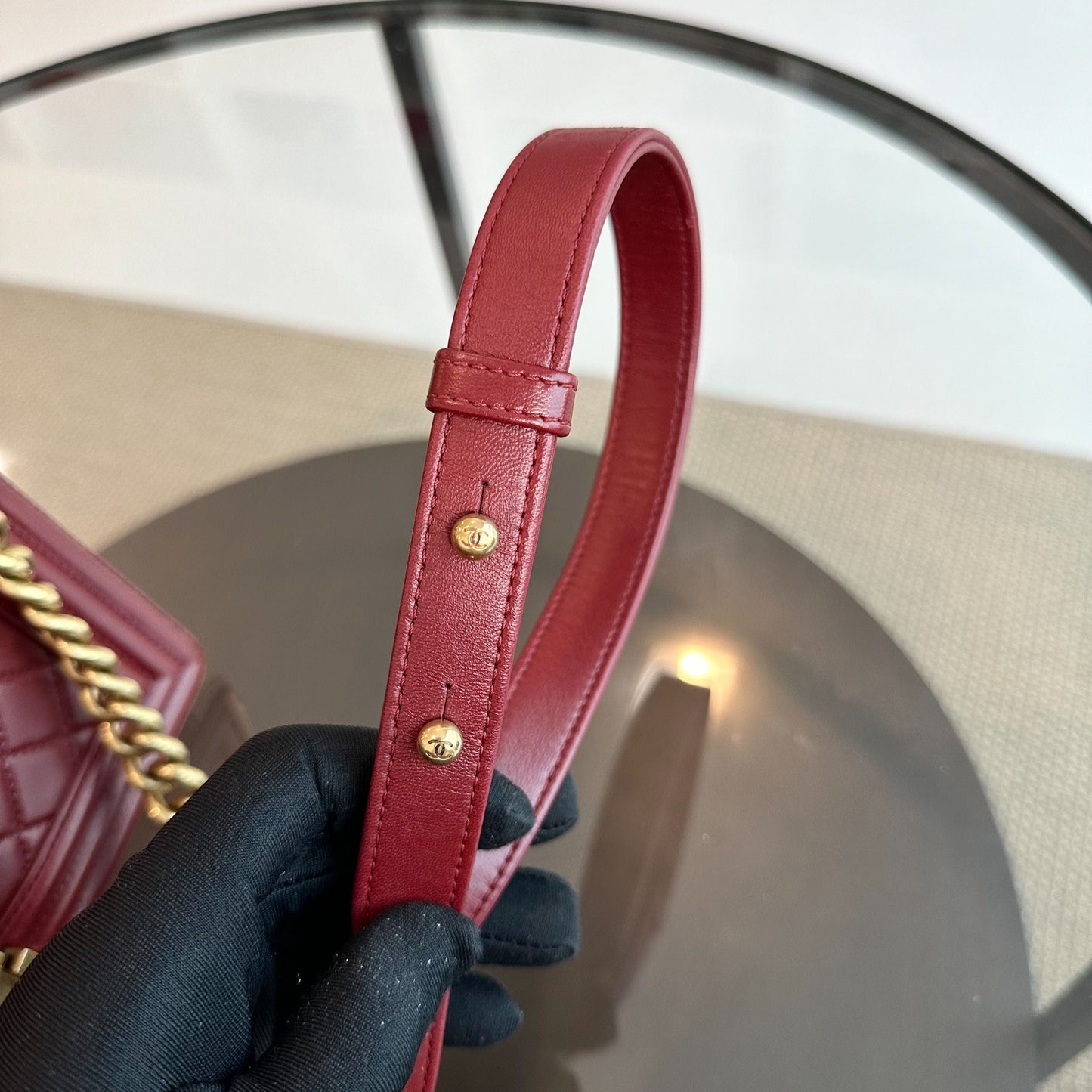 Boy Lambskin Old Medium 25CM Burgundy GHW No 21