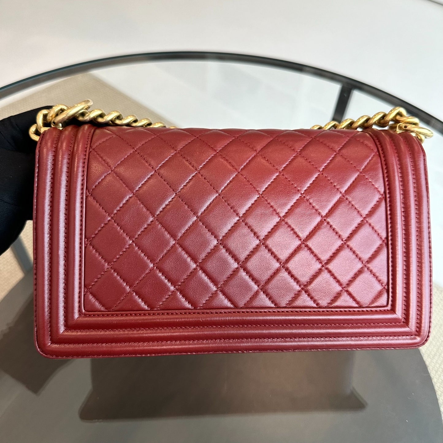 Boy Lambskin Old Medium 25CM Burgundy GHW No 21
