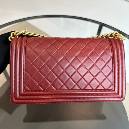 Boy Lambskin Old Medium 25CM Burgundy GHW No 21