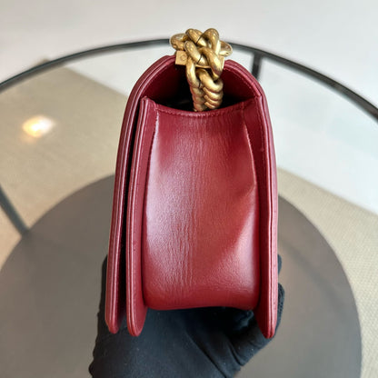 Boy Lambskin Old Medium 25CM Burgundy GHW No 21