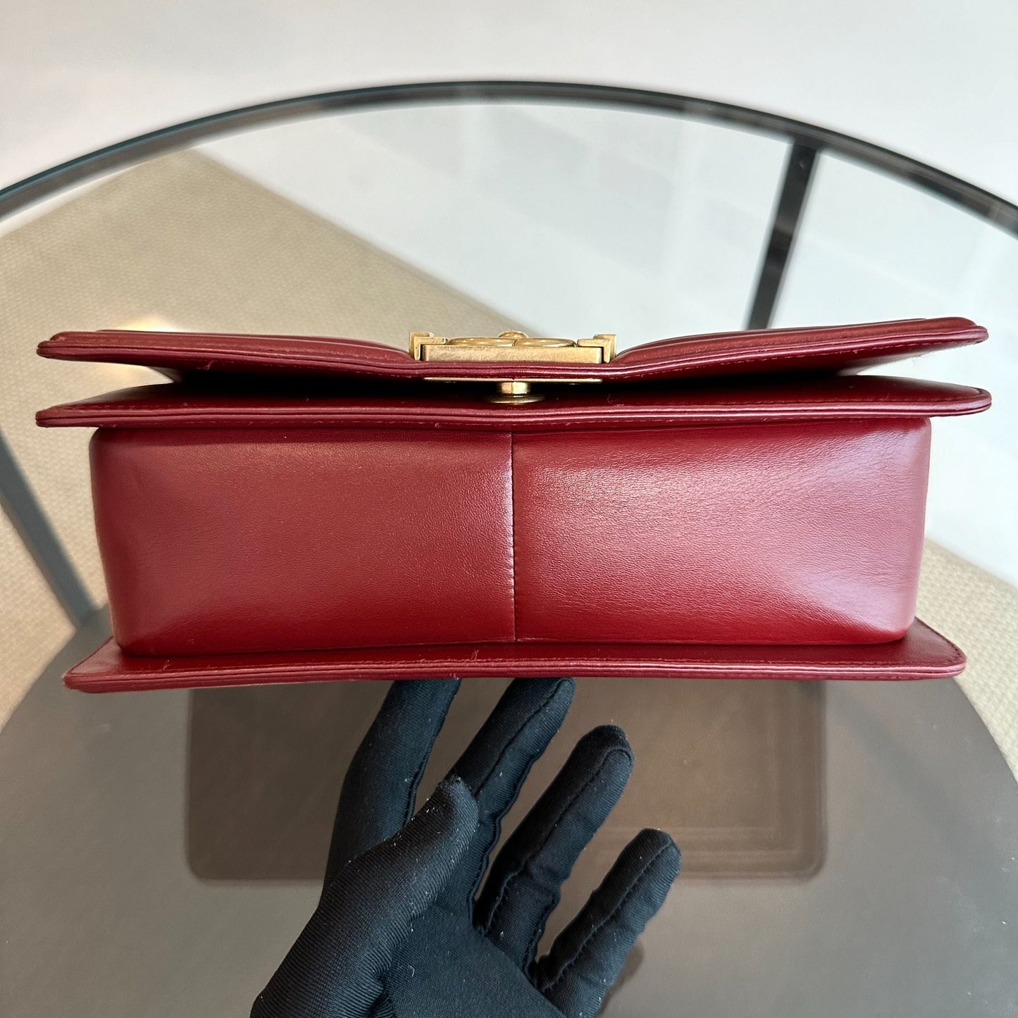 Boy Lambskin Old Medium 25CM Burgundy GHW No 21