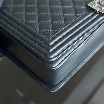 Boy Large 30CM Quilted Lambskin Black RSHW No 16