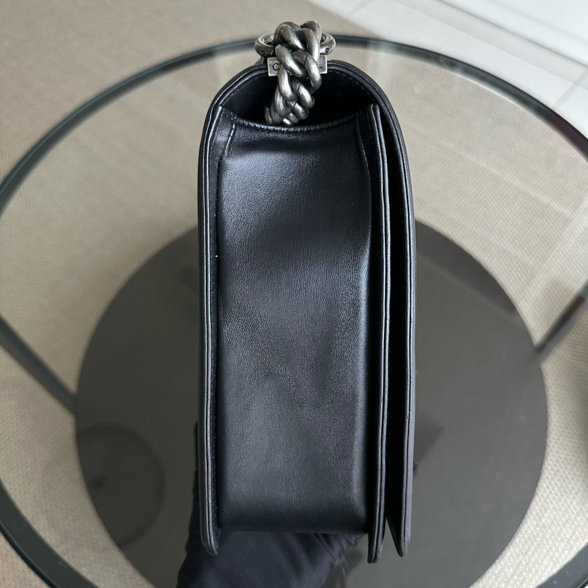Boy Large 30CM Quilted Lambskin Black RSHW No 16