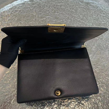 Boy Large 30CM Quilted Lambskin Leboy Black GHW No 19