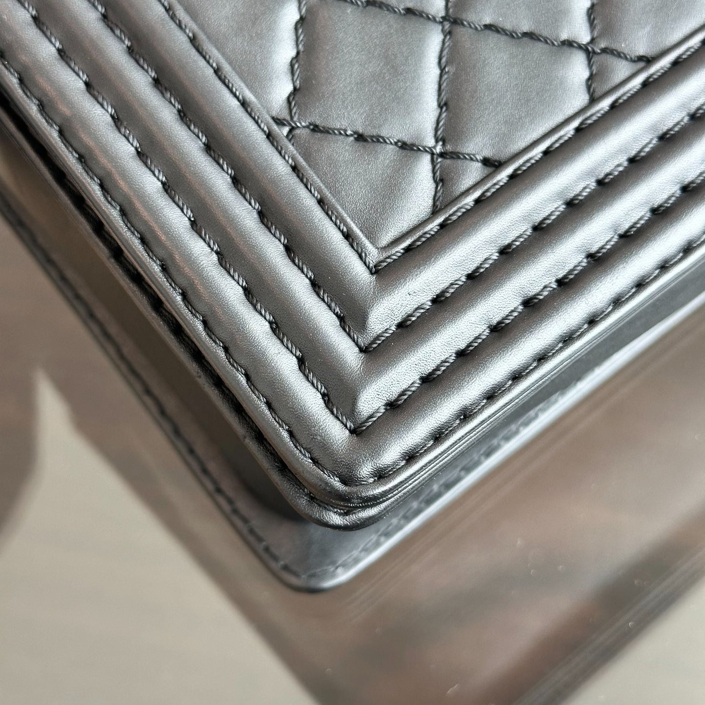 Boy Large Lambskin 30cm Quilted Leboy Black RSHW No 18