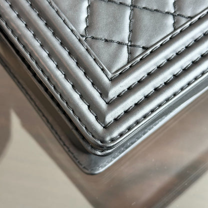 Boy Large Lambskin 30cm Quilted Leboy Black RSHW No 18