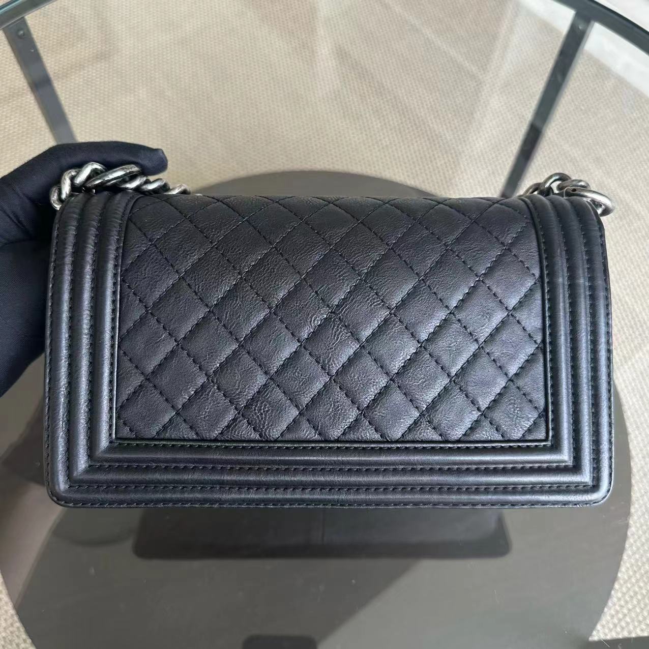 Boy Limited Edition Old Medium Quilted Grained Calfskin With Metal Edegs Black Leboy RSHW No 19