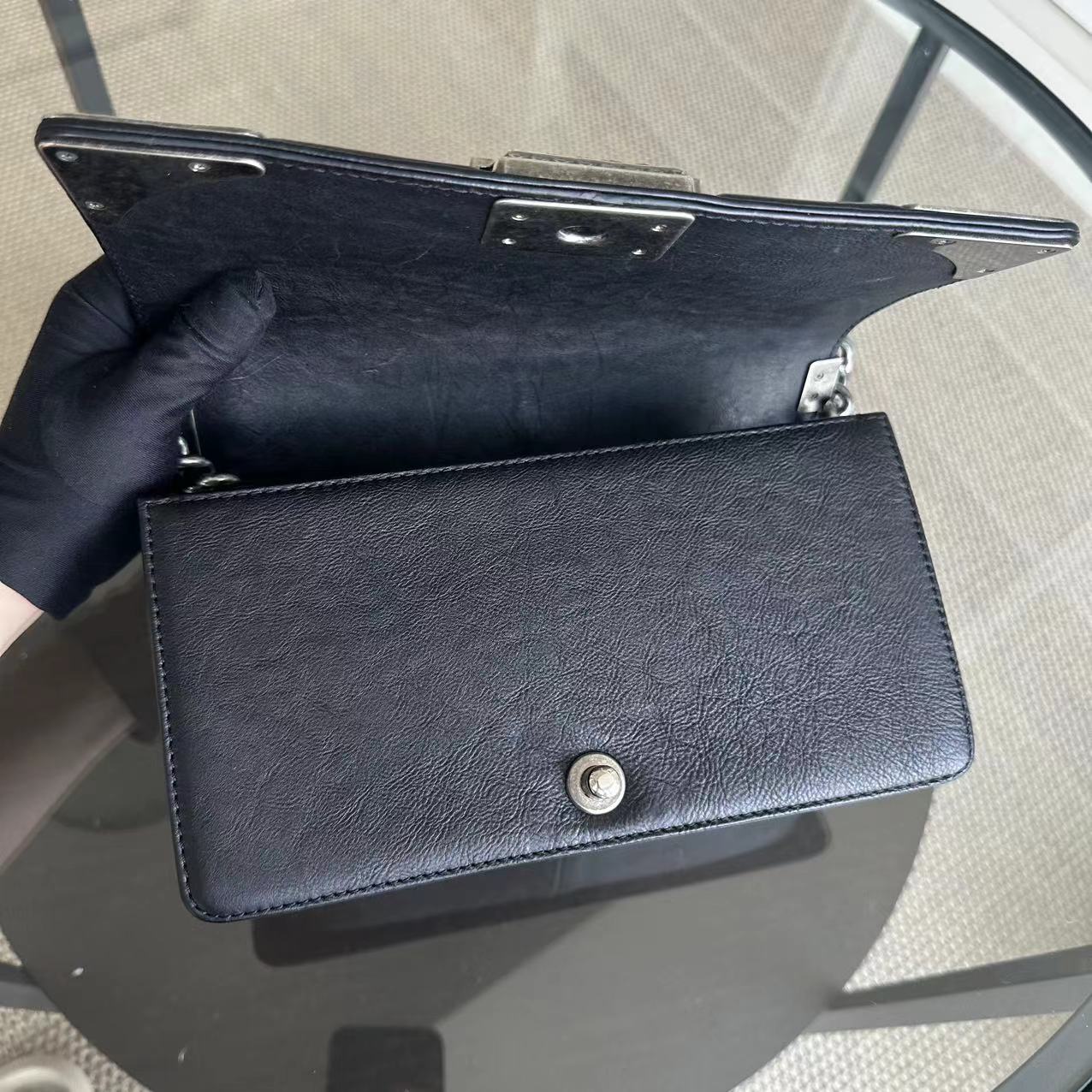 Boy Limited Edition Old Medium Quilted Grained Calfskin With Metal Edegs Black Leboy RSHW No 19
