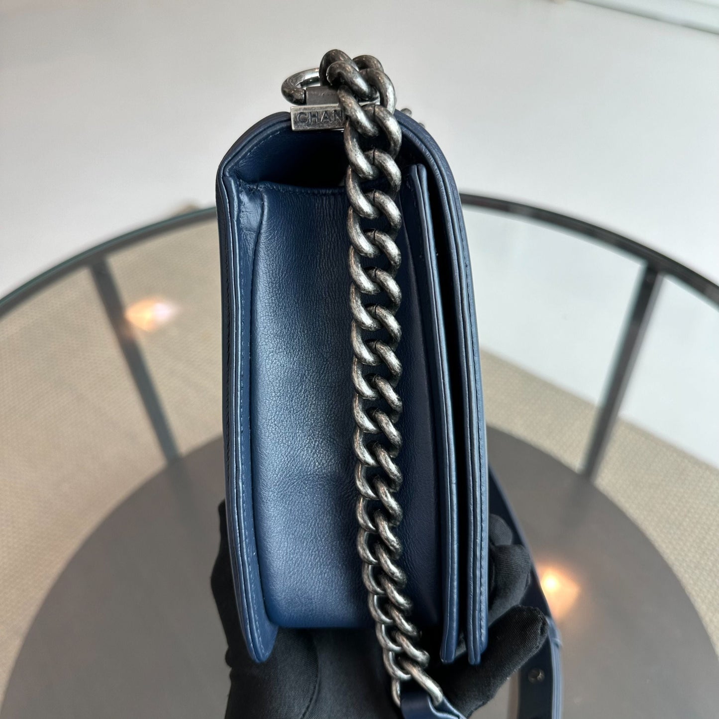 Boy New Medium 28CM Calfskin Leboy Dark Blue No 18