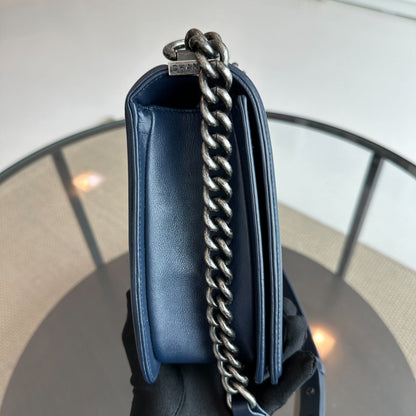 Boy New Medium 28CM Calfskin Leboy Dark Blue No 18