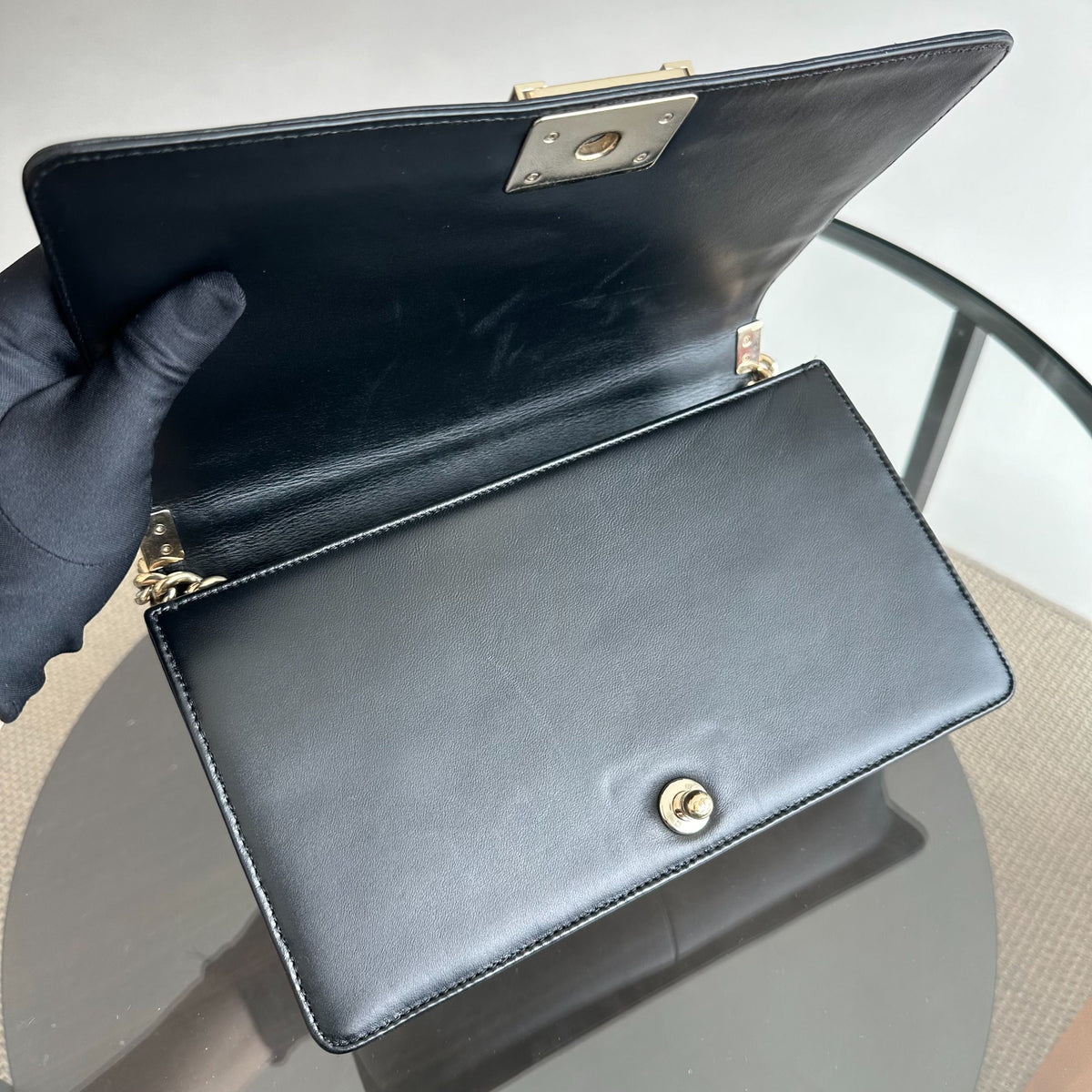 Boy New Medium 28CM Lambskin Black LGHW No 21
