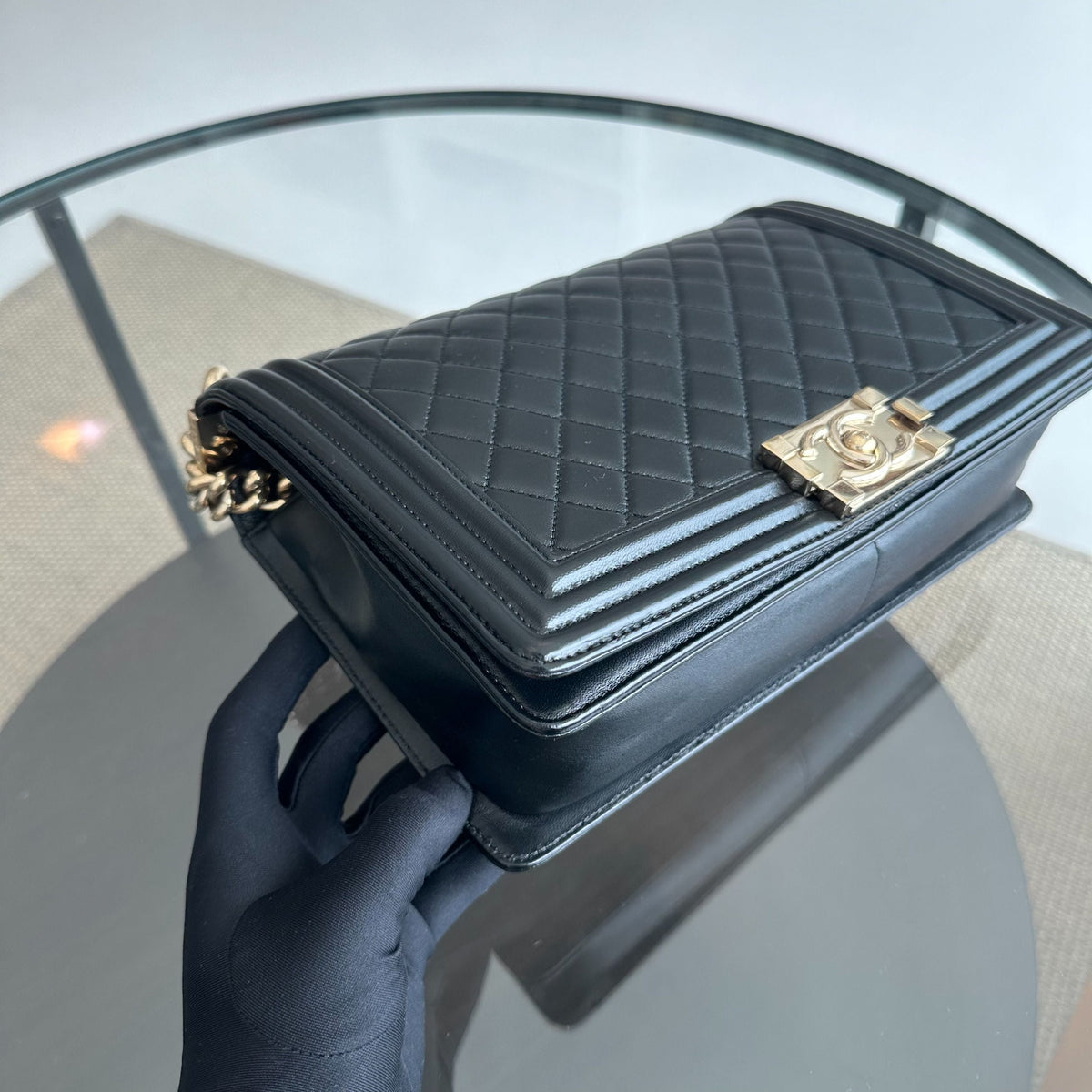 Boy New Medium 28CM Lambskin Black LGHW No 21